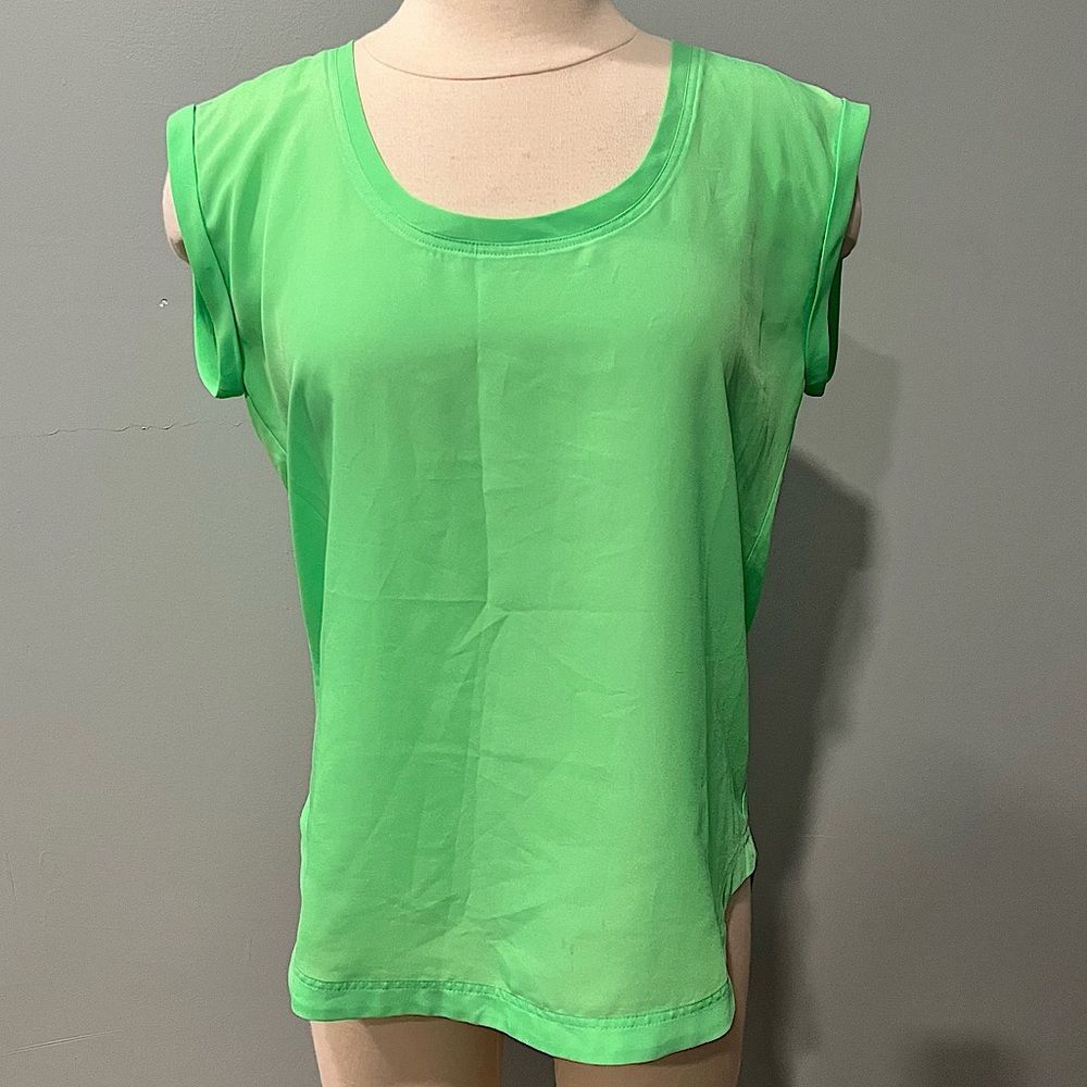 J. Crew Bright Green Drapey Scoopneck Blouse Size 4